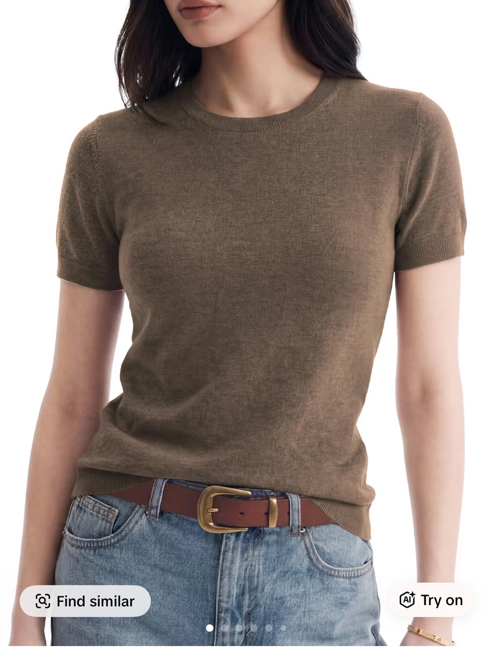 Classic Short-Sleeve Crewneck Tee in BROWN NWOT